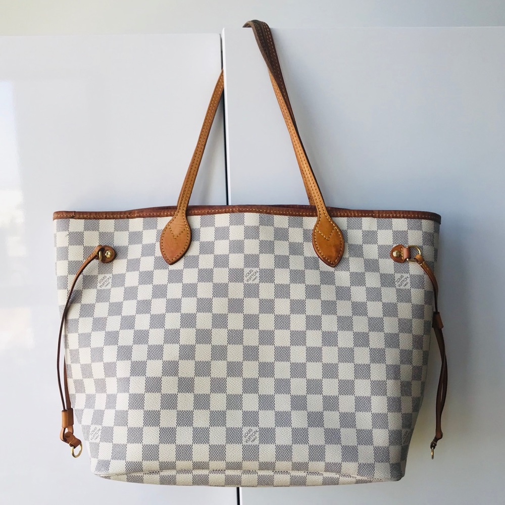 LOUIS VUITTON Neverfull MM Damier Azur Rose (Pink)